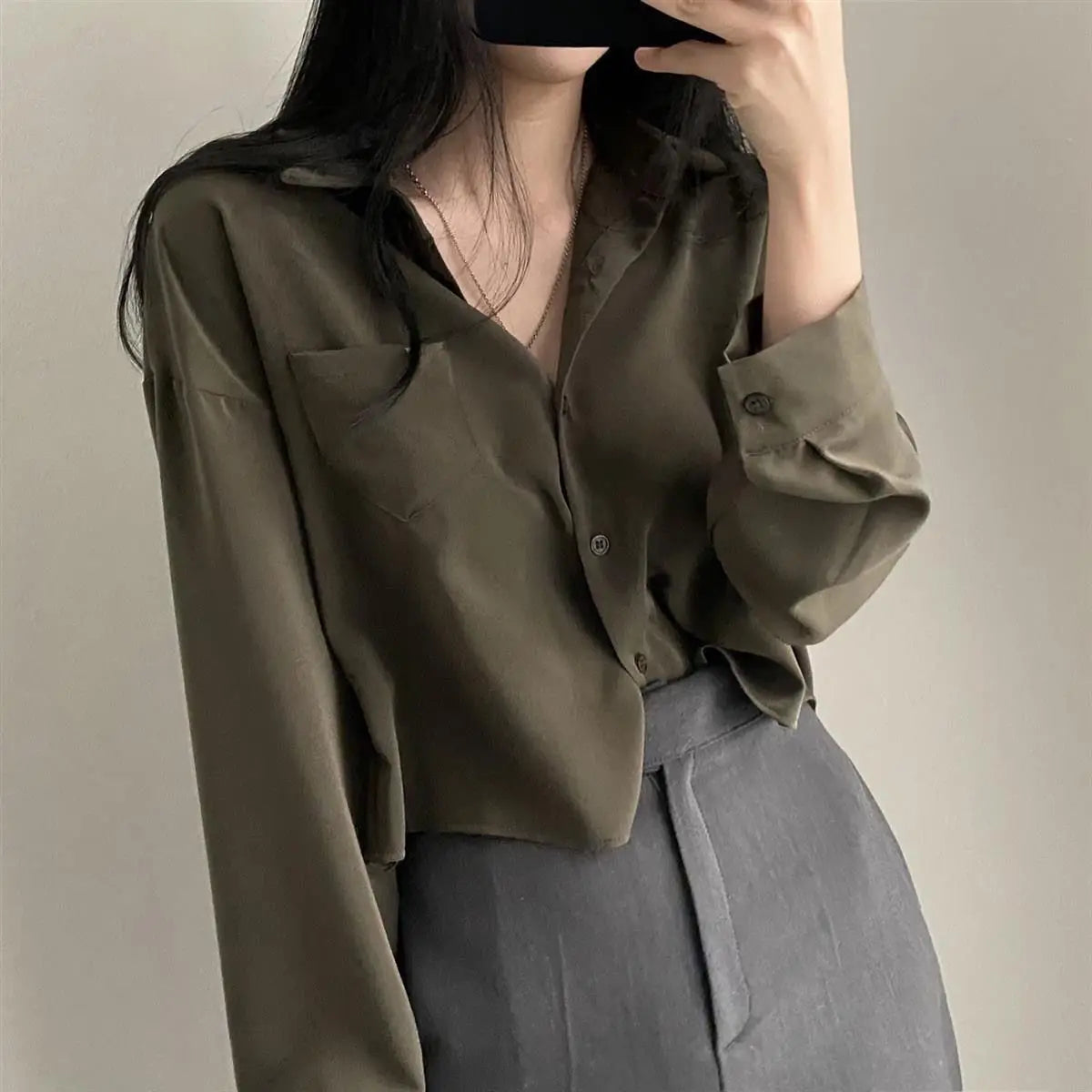 Women's Collared Long Sleeve Shirt