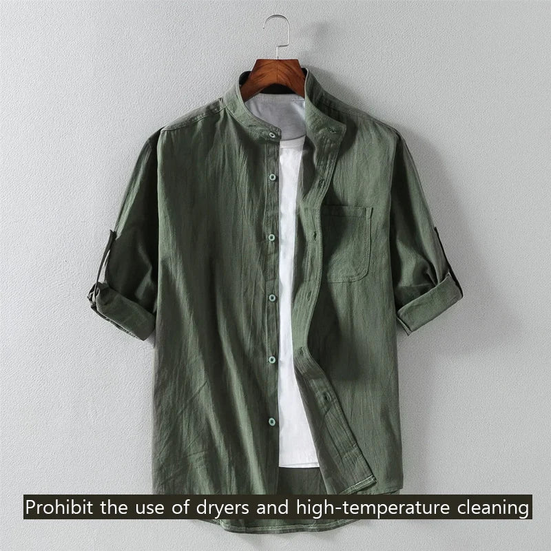 Men's Cotton Half-Sleeve Button-Front Shirt