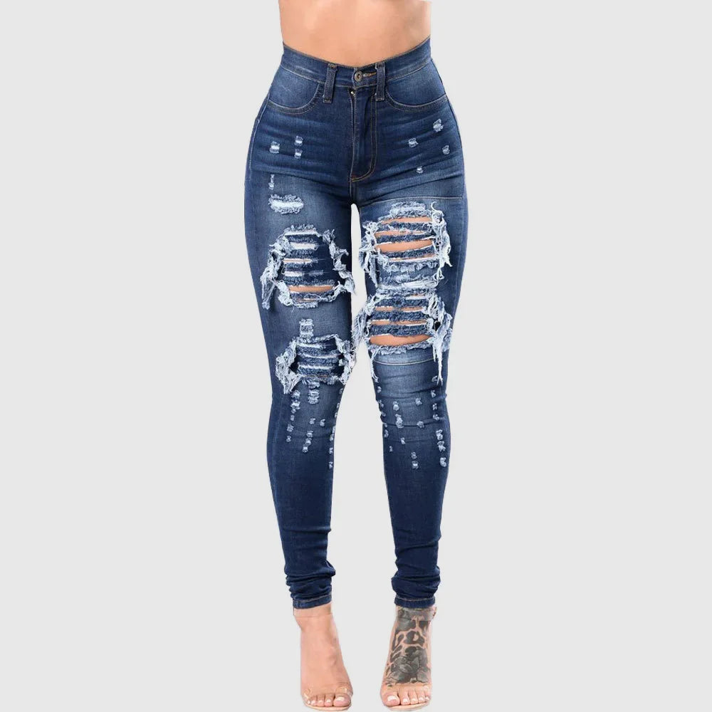 Women's Ripped Skinny Fit Denim Jeans For Everyday Outfits