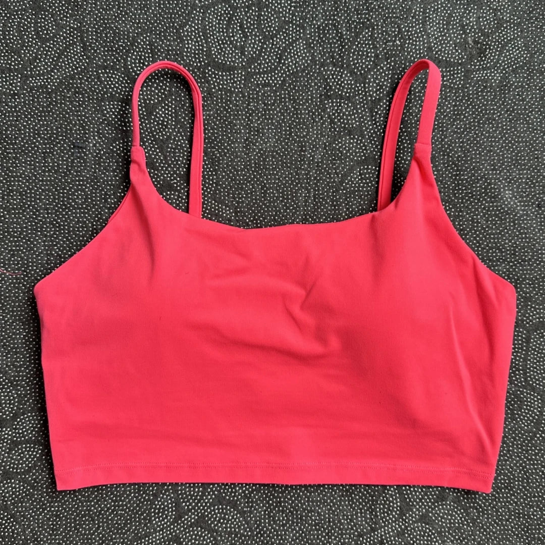 Women's Straight Neck Thin Strap Sports Bra
