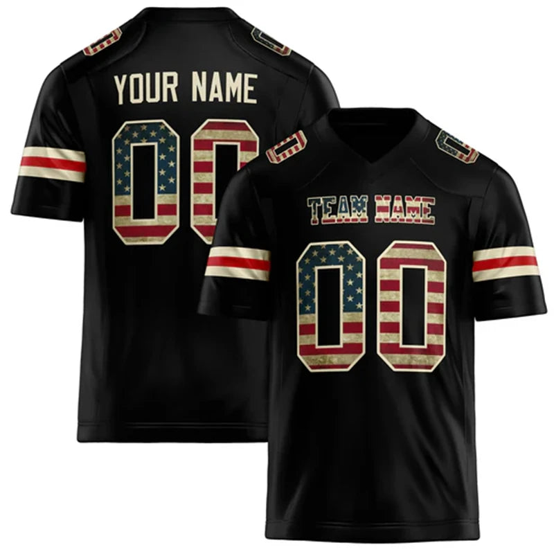 Black Number Football Short Sleeve Jersey For Sports Outfits