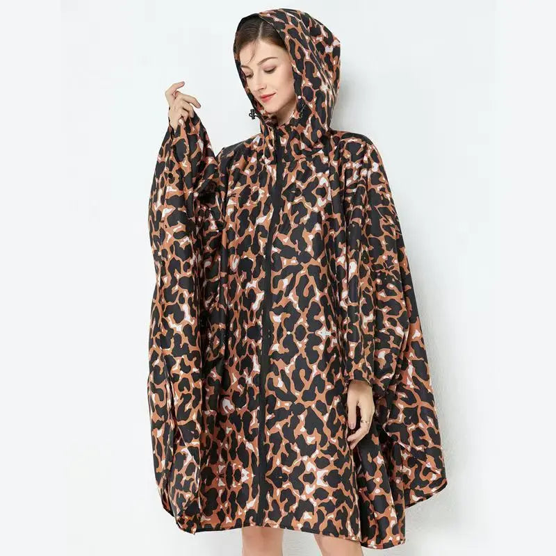 Hooded Printed Poncho for Layering over Tops and Dresses