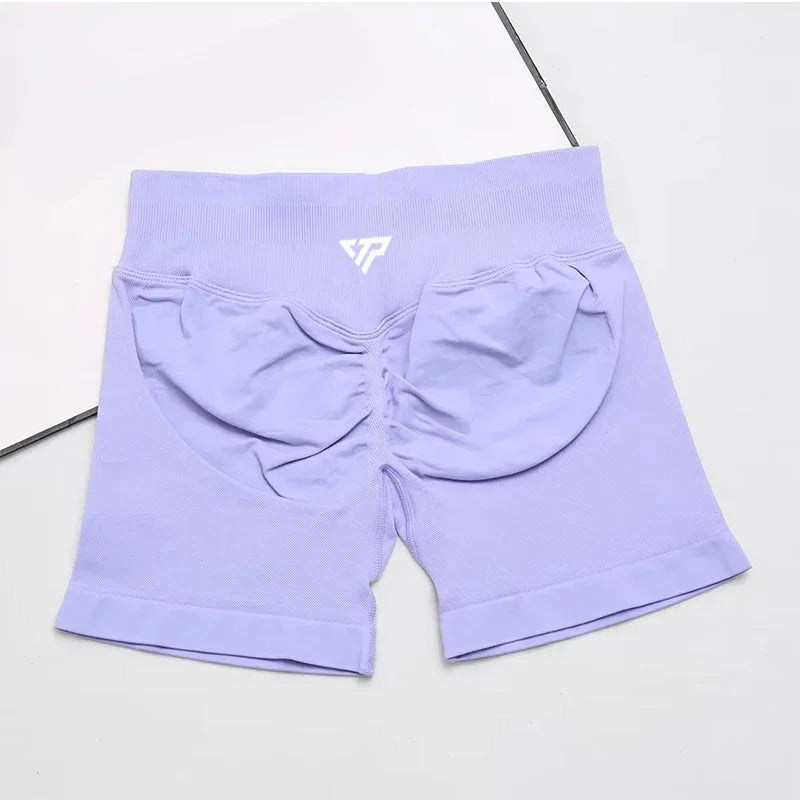 Women's Scrunch Back High Waist Fitted Shorts for Gym Workouts