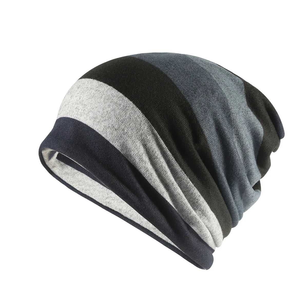 Printed Slouchy Beanie with Neck Gaiter Styling Options