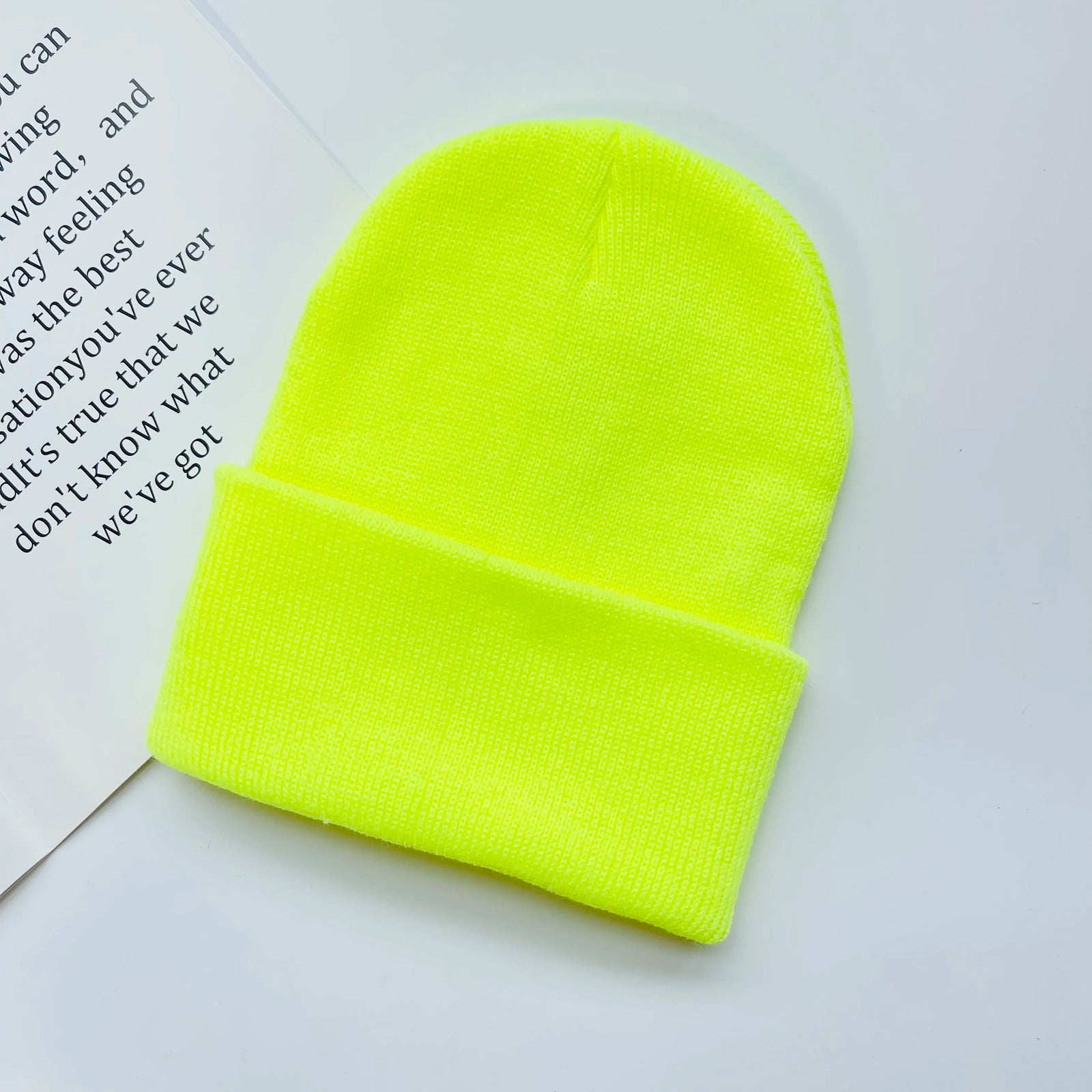Solid Knit Beanie with Folded Cuff and Color Choices