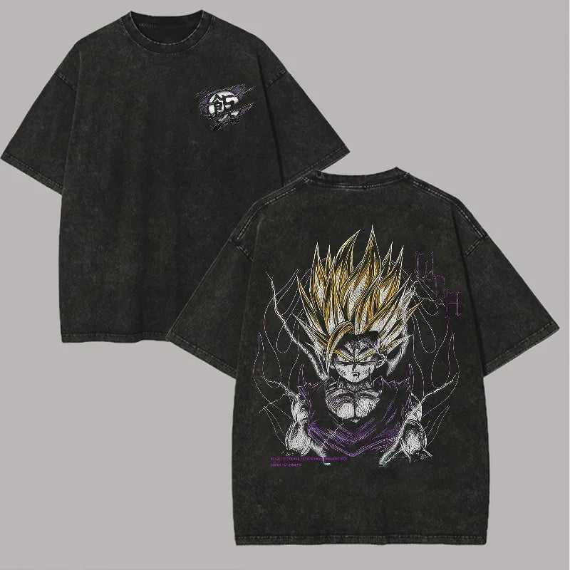 Son Gohan Vintage Washed Oversized Tee Streetwear Cotton T-Shirt