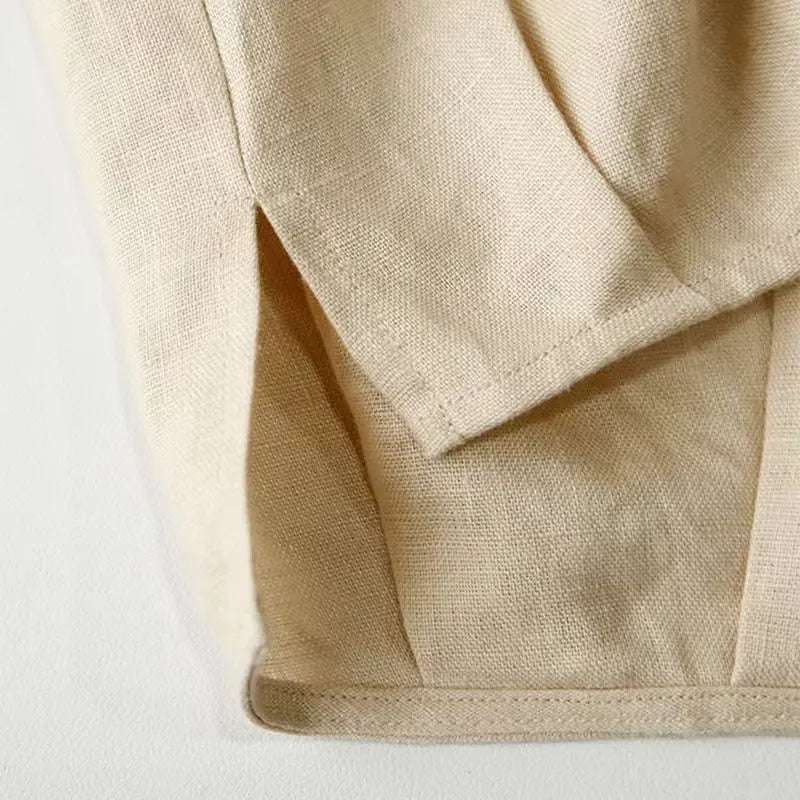 Women's Linen Long-Sleeve Pullover Blouse with Loose Silhouette for Casual Everyday Outfits