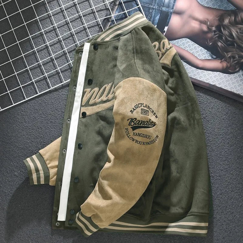 Long Sleeve Casual Streetwear Jacket with Front Closure and Pockets