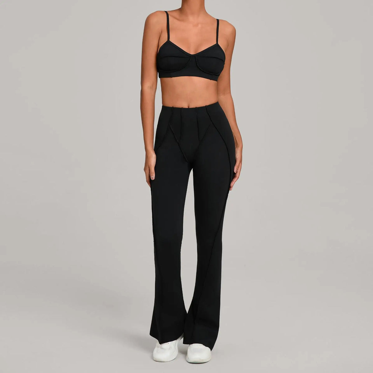 Women's Contrast Seam Bra And Leggings Yoga Set