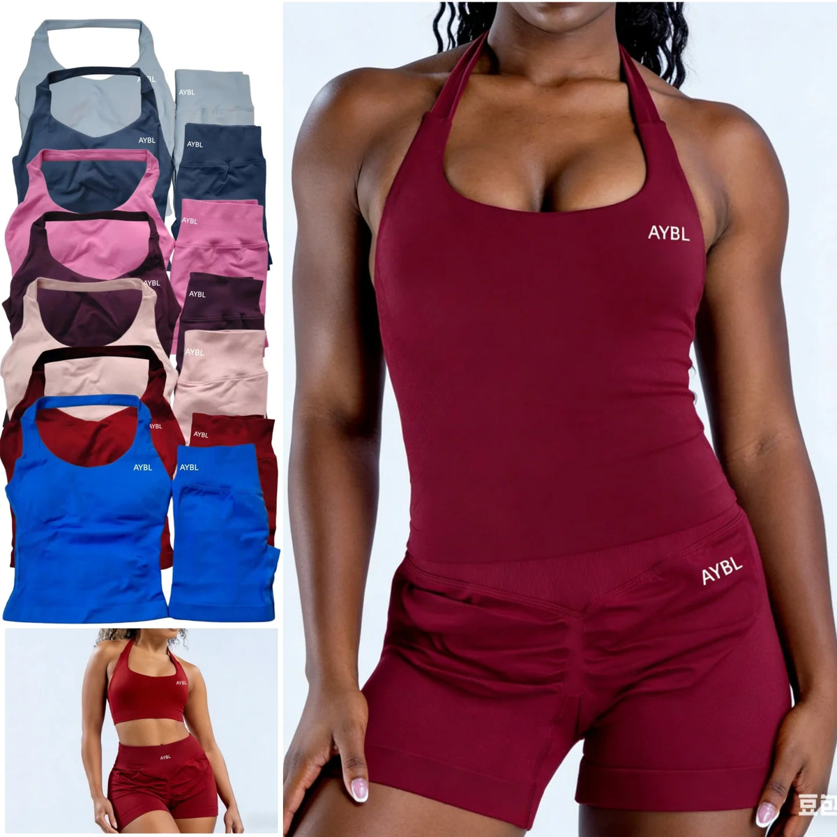 Women's Halter Tank And Shorts Yoga Set For Workout Outfits
