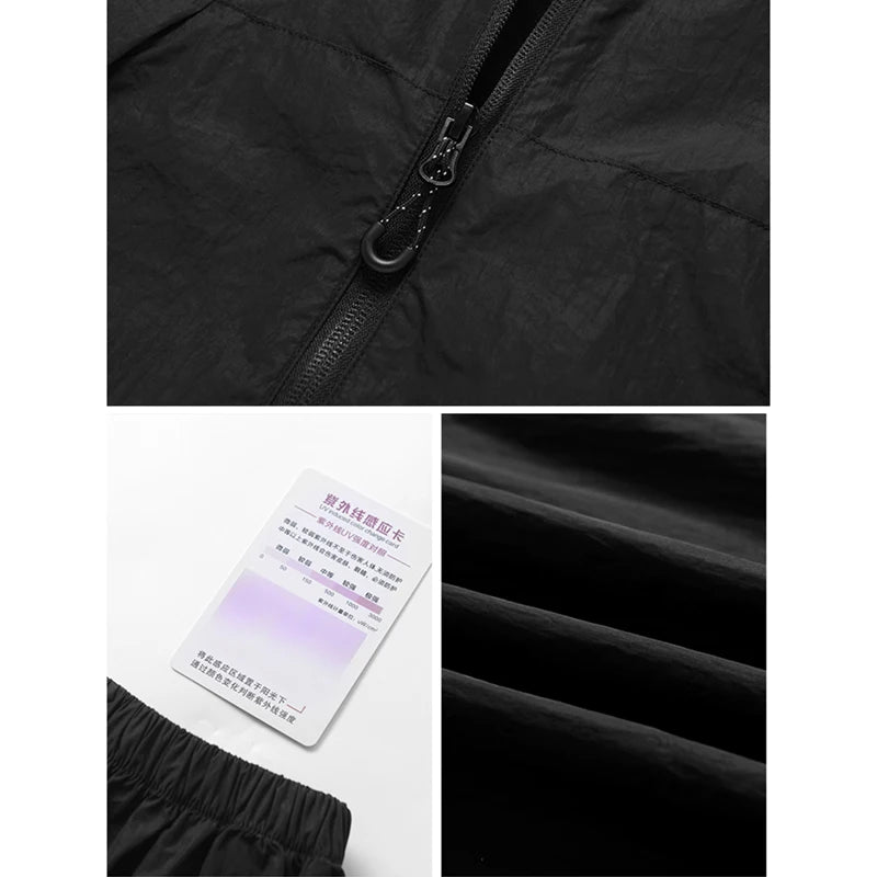 Hooded Long Sleeve Full Zip Outdoor Hiking Jacket with Pockets