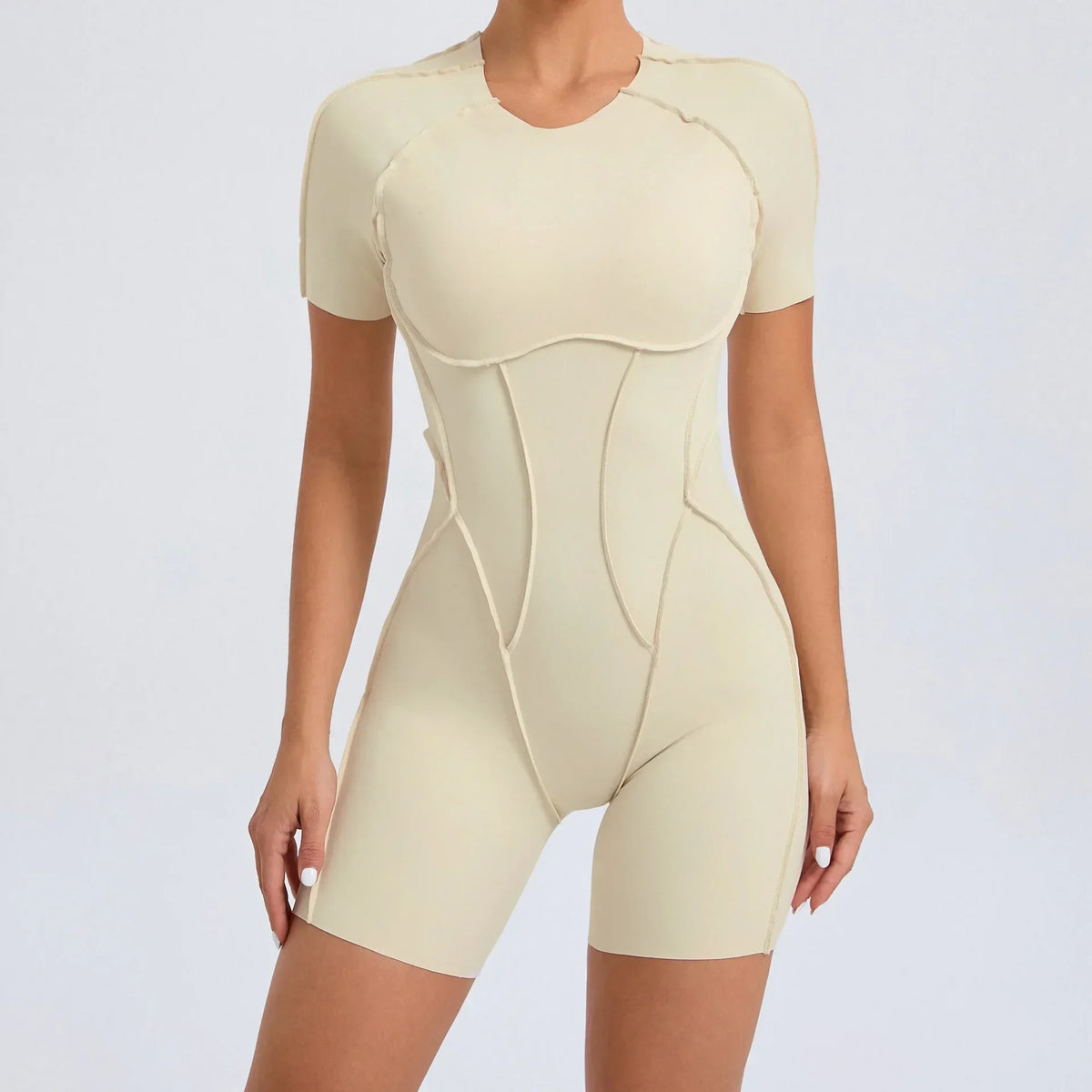 Women's Contour Seam Nylon Blend Workout One Piece in Multiple Sleeve Styles