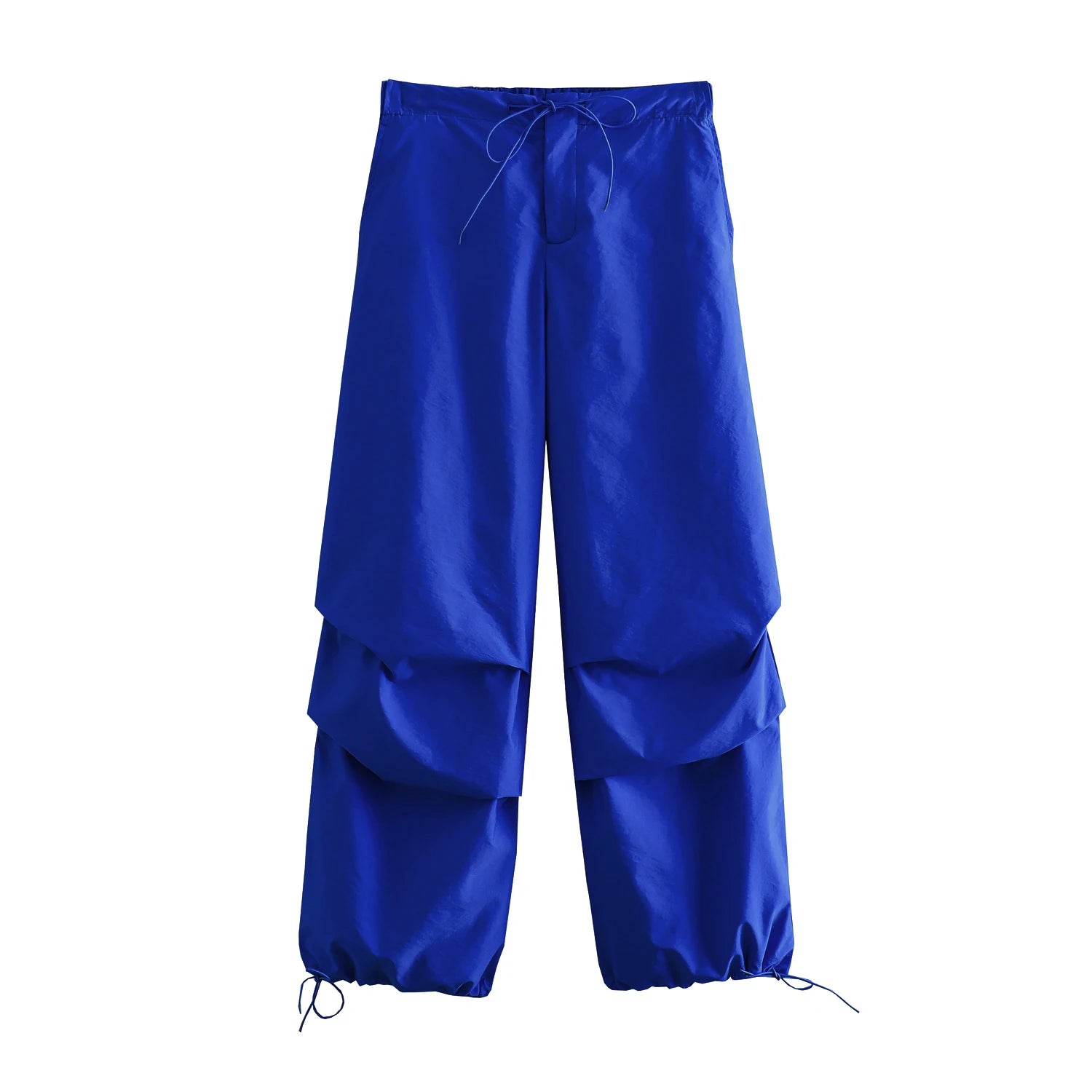 Women's Parachute Cargo Pants with Drawstring Waist and Adjustable Cuffs