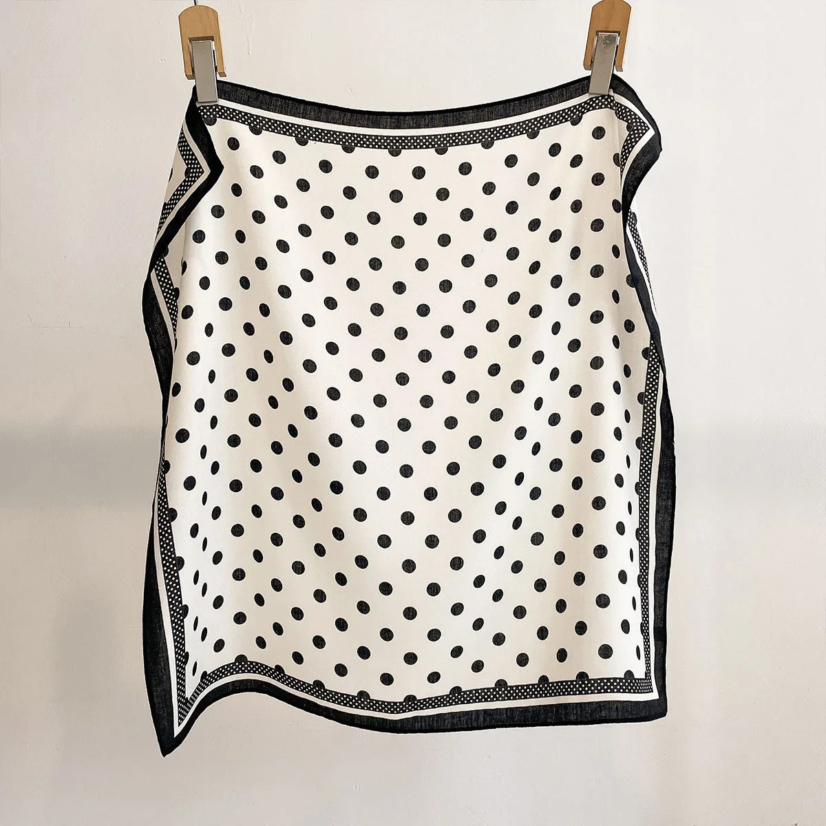 Printed Square Scarf with Polka Dot Pattern Options