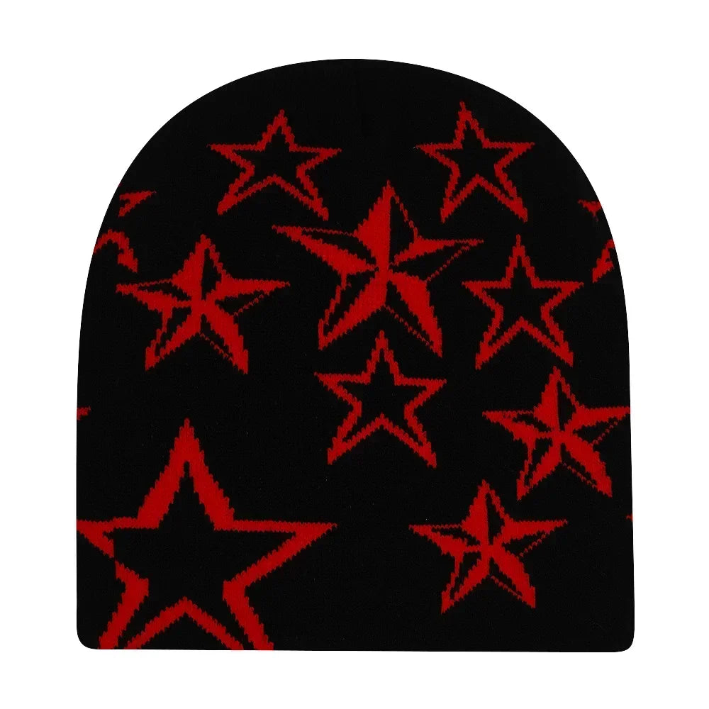 Graphic Knit Beanie with Letter and Pattern Style Options