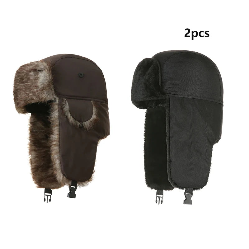 Trapper Hat with Ear Flaps and Plush Trim