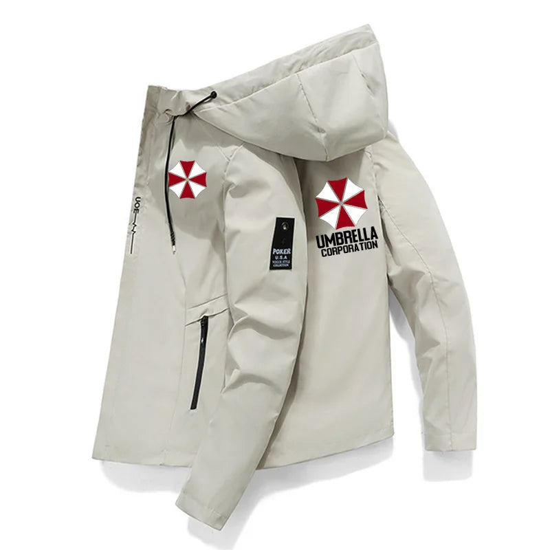 Men's Graphic Hooded Zip-Front Lightweight Jacket