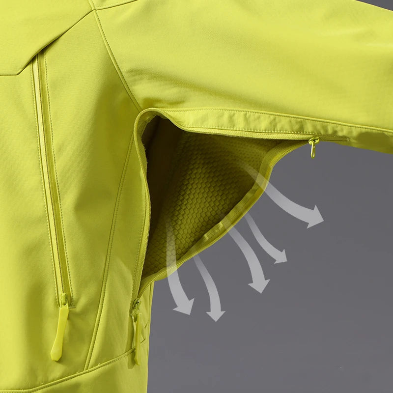 Hooded Long Sleeve Full Zip Outdoor Hiking Jacket with Pockets