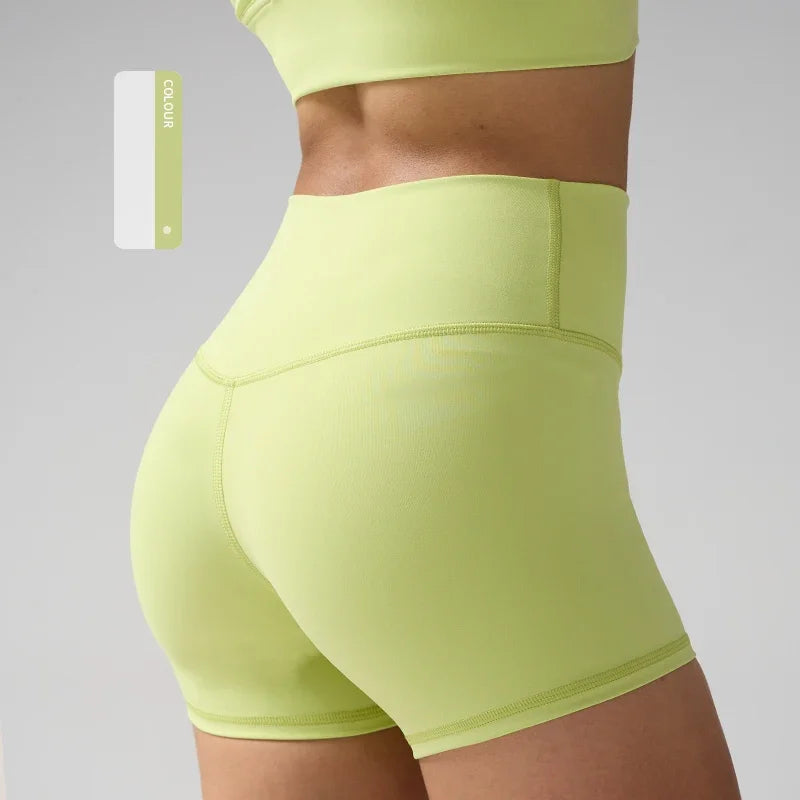 Women's High Waist Nylon Blend Shorts for Yoga and Fitness