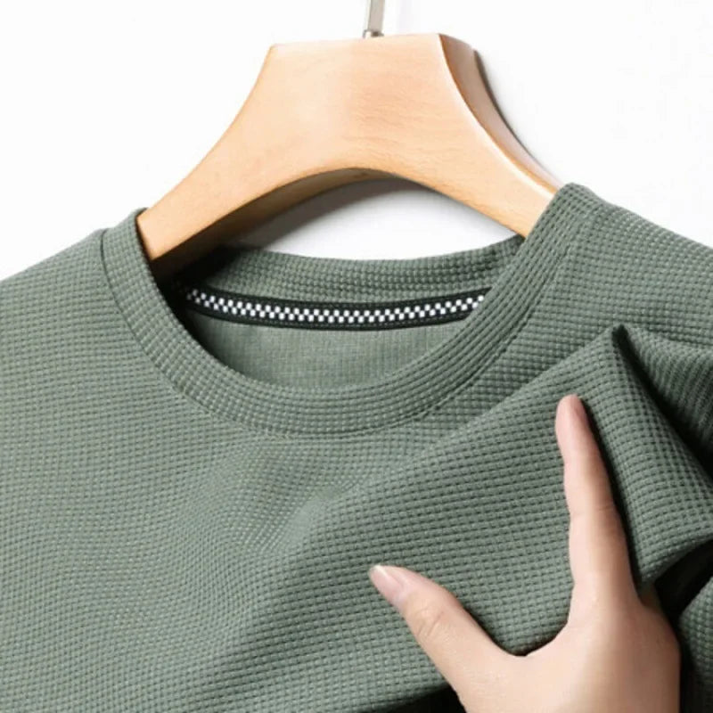 Men’s Waffle-Texture Crew-Neck T-Shirt