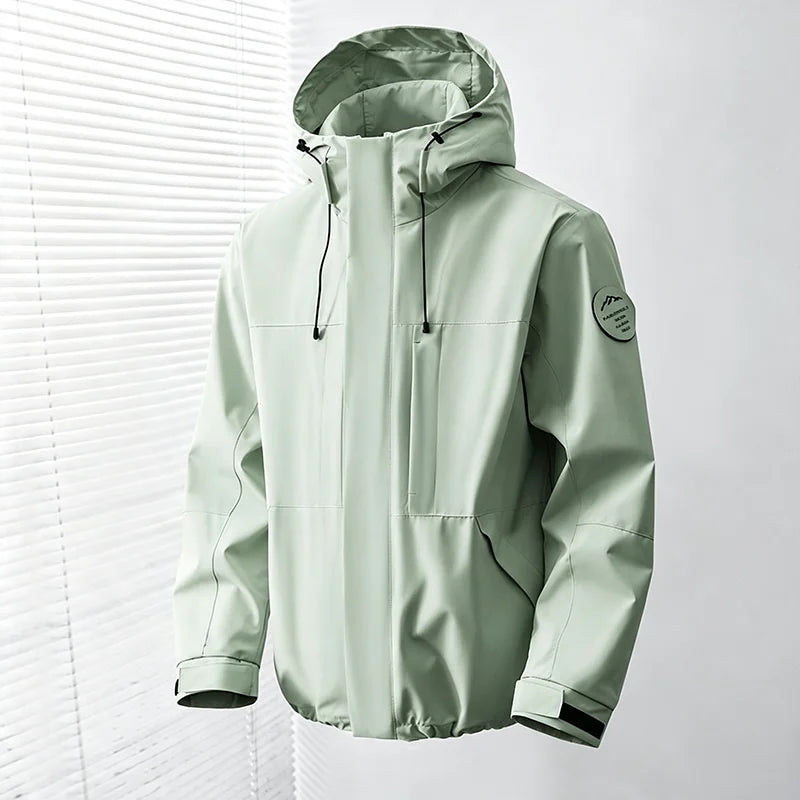Hooded Long Sleeve Full Zip Outdoor Hiking Jacket with Pockets