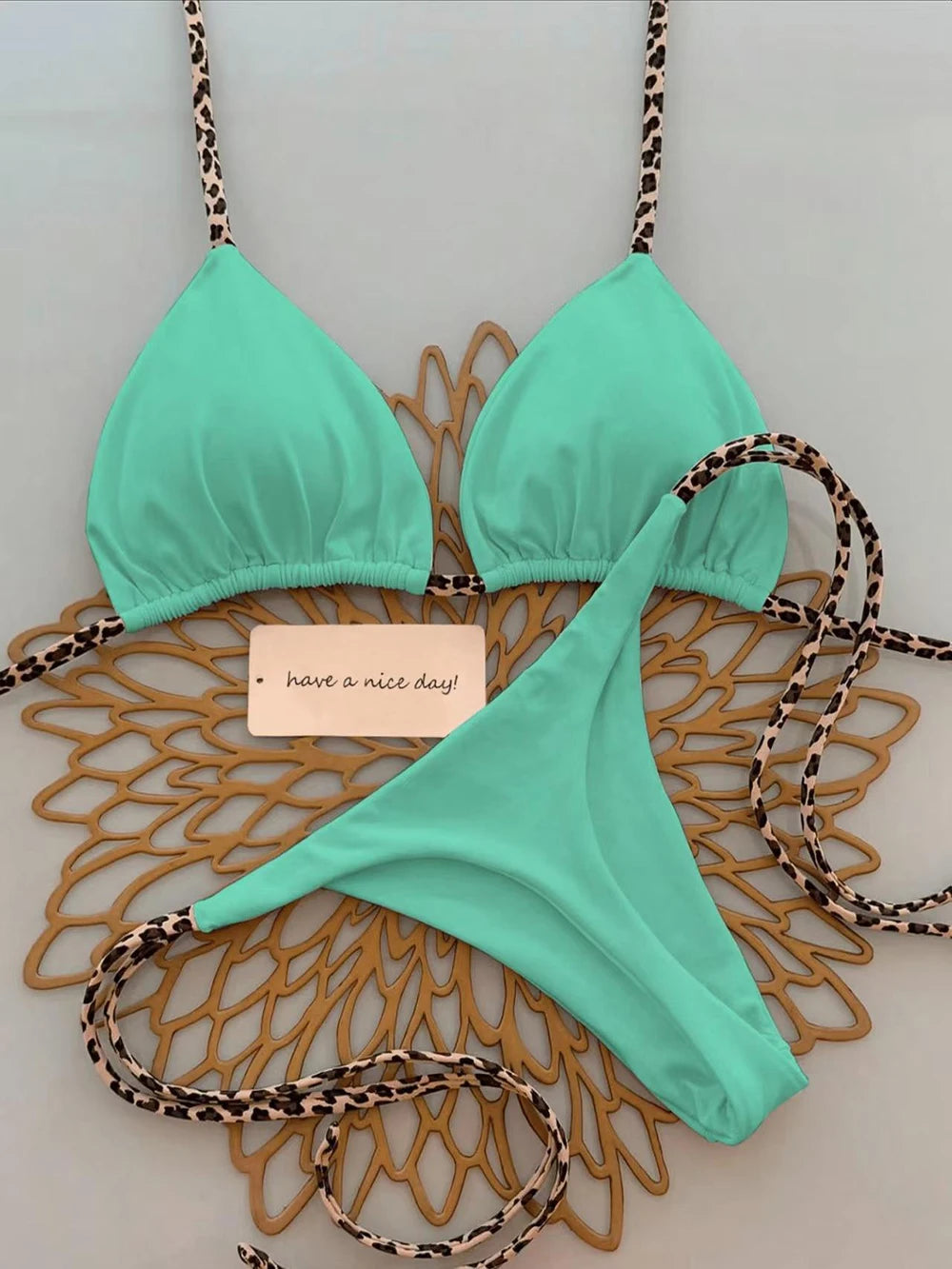 Halter Lace-Up Bikini