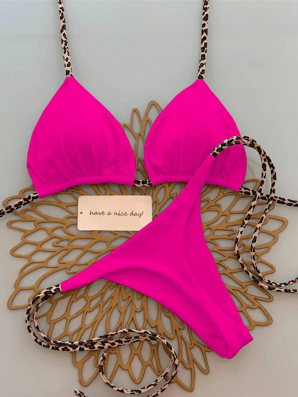Halter Lace-Up Bikini