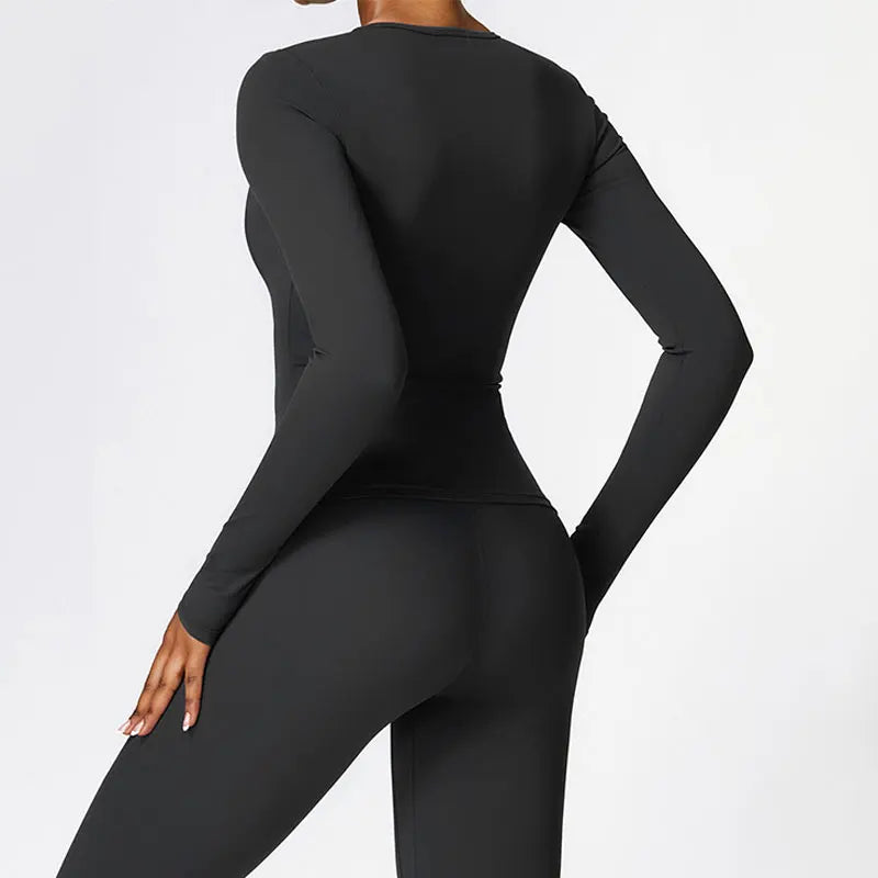 Women's Crew Neck Fitted Long Sleeve T-shirt For Workout Outfits