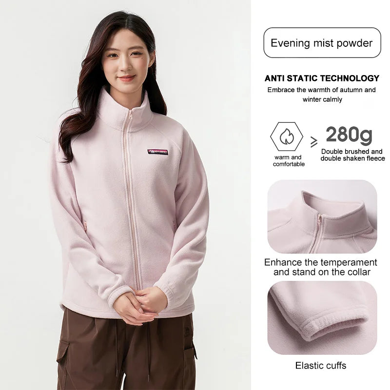 Long Sleeve Full Zip Fleece Outdoor Jacket with Pockets
