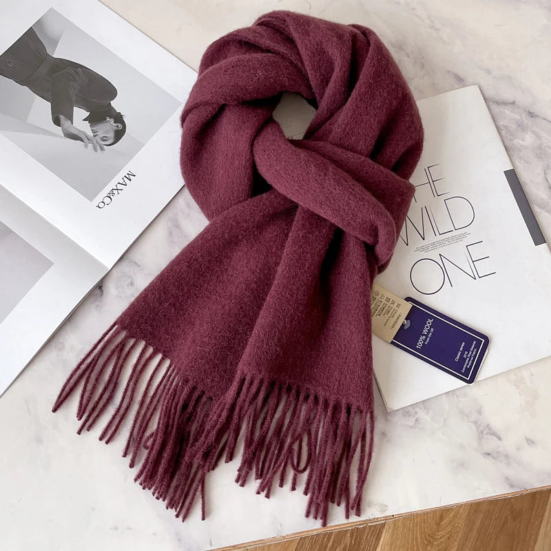 Solid Long Fringed Scarf for Neck and Wrap Styling