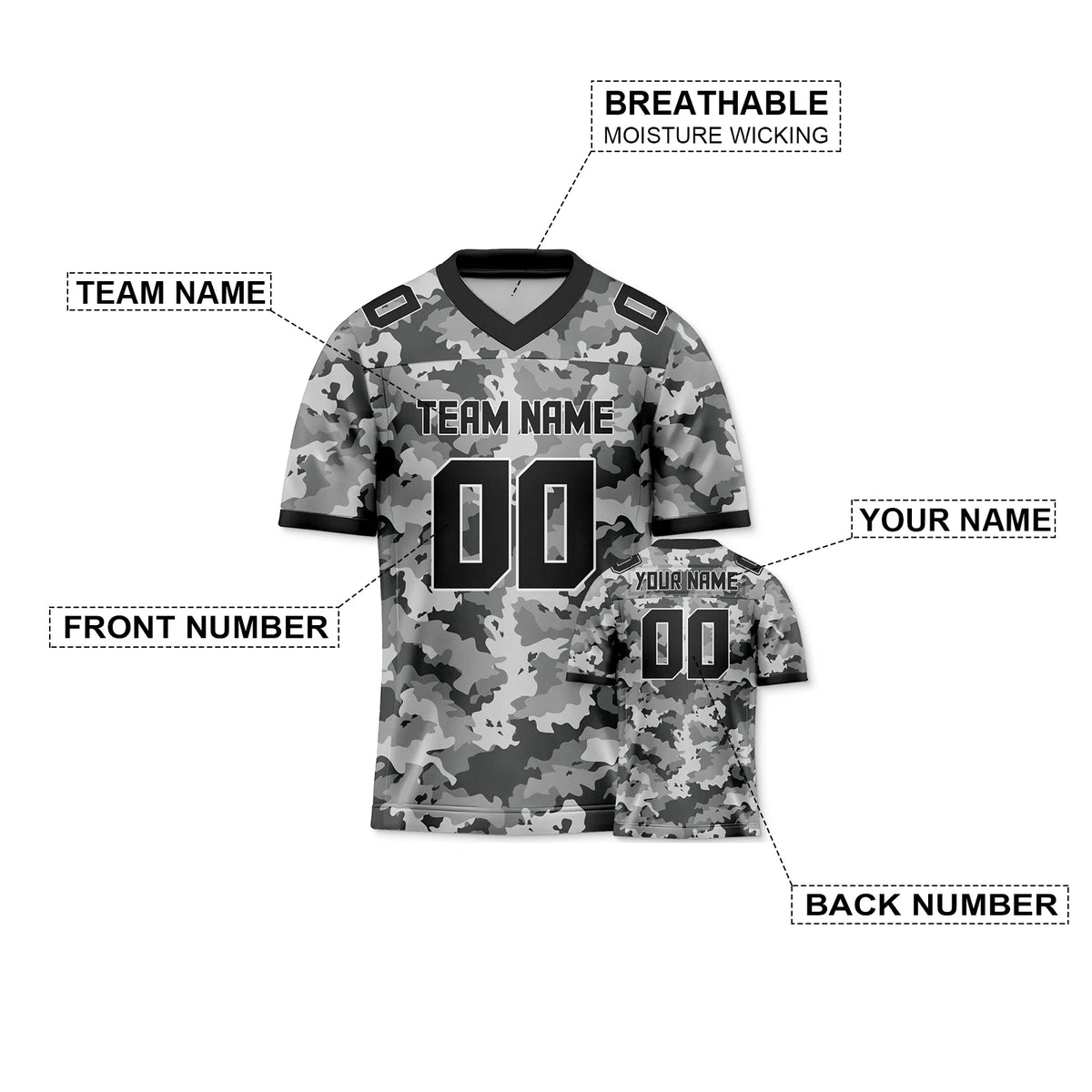 American Football Graphic Short Sleeve Sports Jersey with Number Print