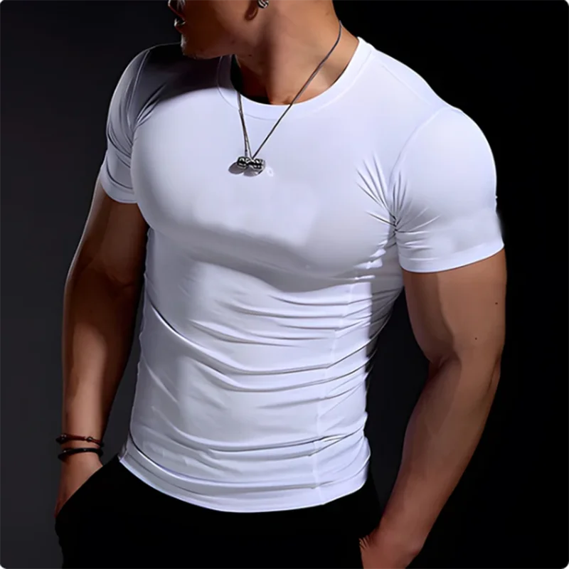 Fitted Crew Neck Short Sleeve Compression T Shirt
