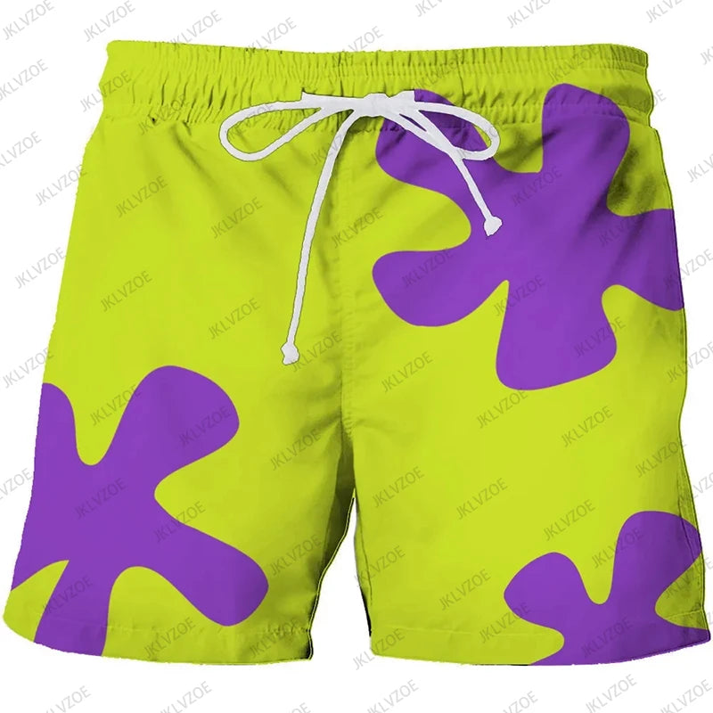 Men's Graphic Print Drawstring Elastic Waist Board Swim Shorts