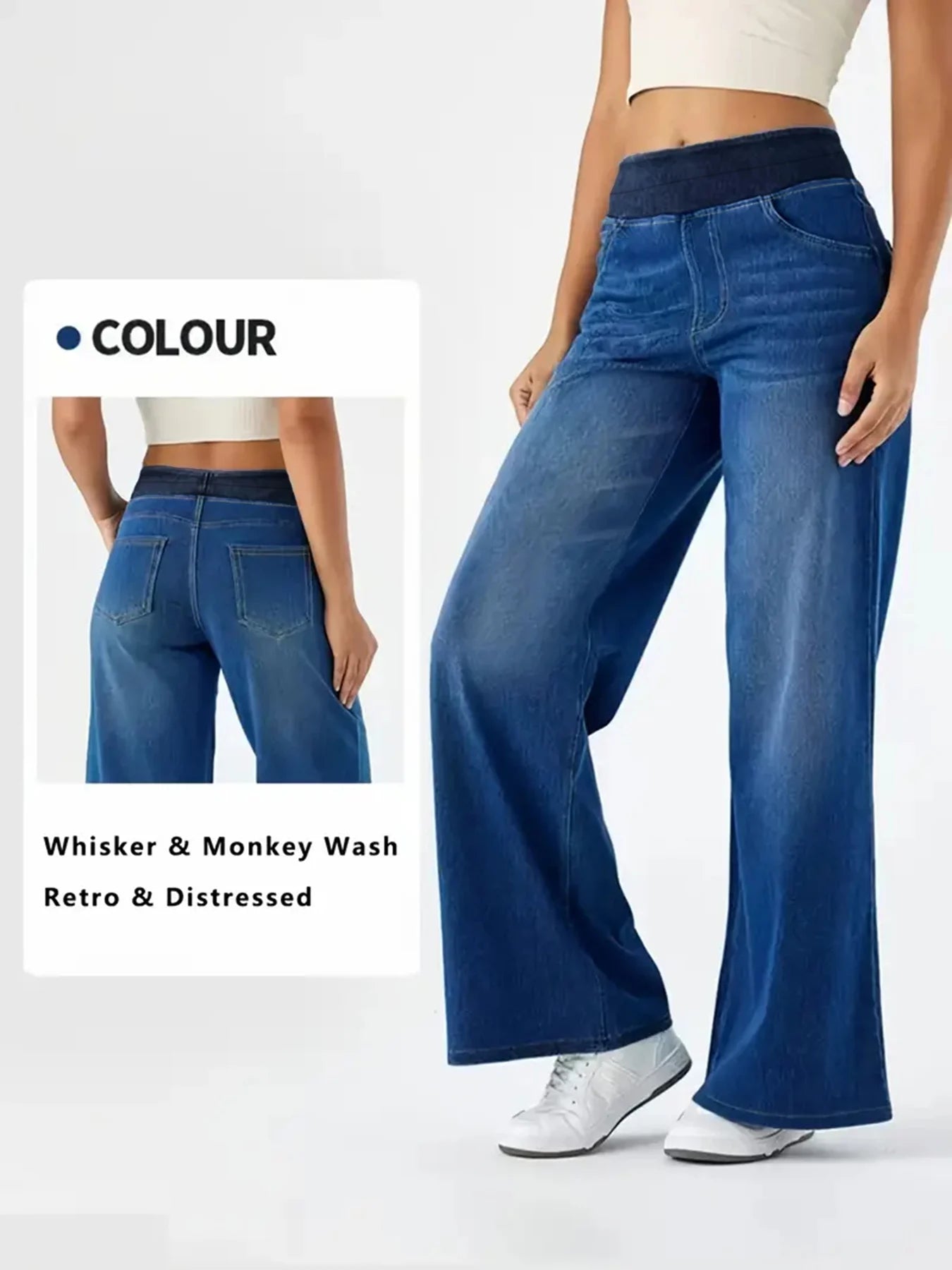 Women's Elastic Waist Flared Leg Denim Jeans For Everyday Outfits