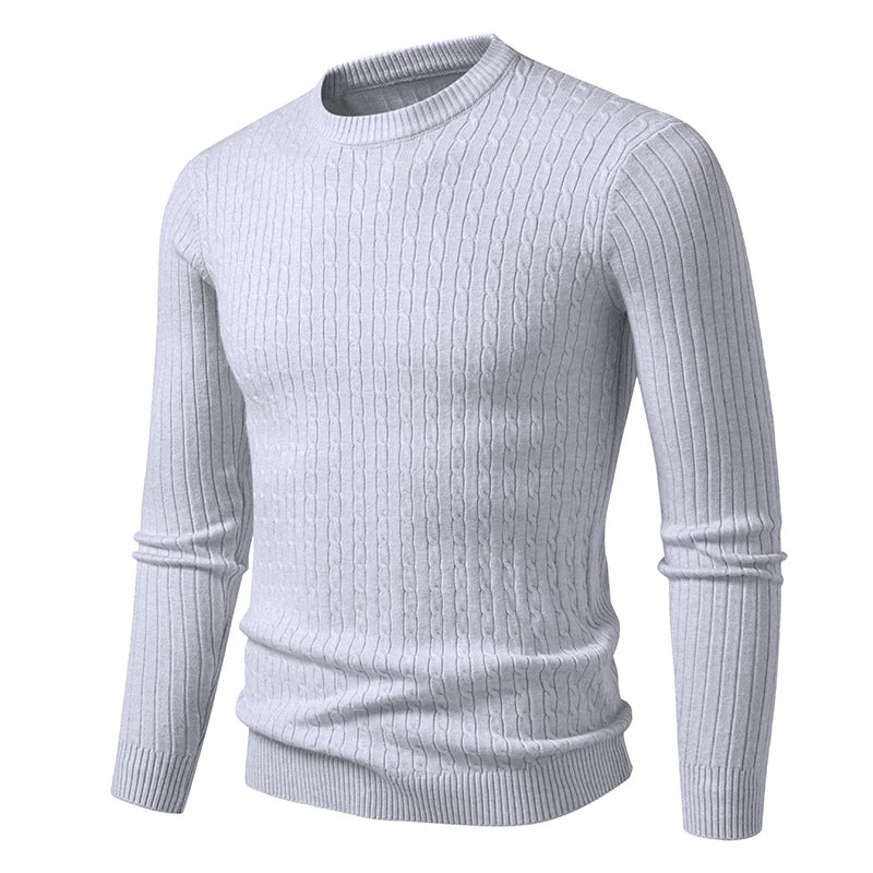 Men's Ribbed Crew Neck Long Sleeve Sweater