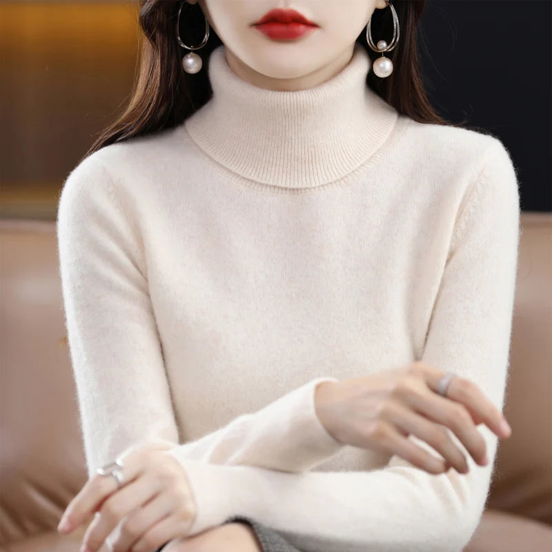 Women's Mock Neck Long Sleeve Sweater Casual Knit Layer