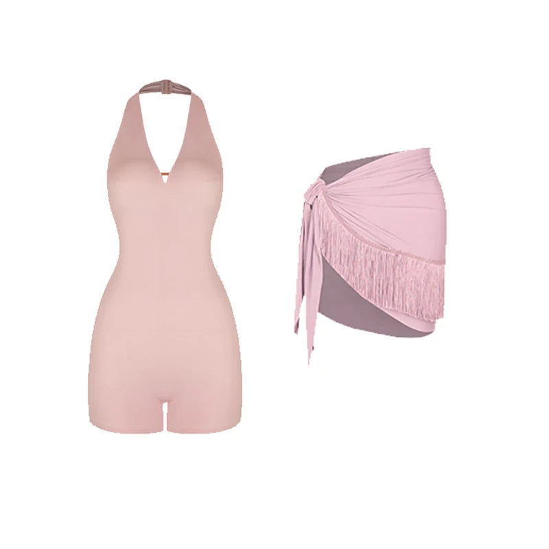 Women's Halterneck Latin Dance Top and Skirt with Separate Outfit Options