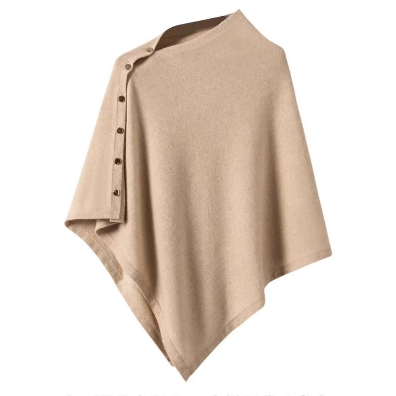 Asymmetric Side Button Poncho for Layering over Outfits