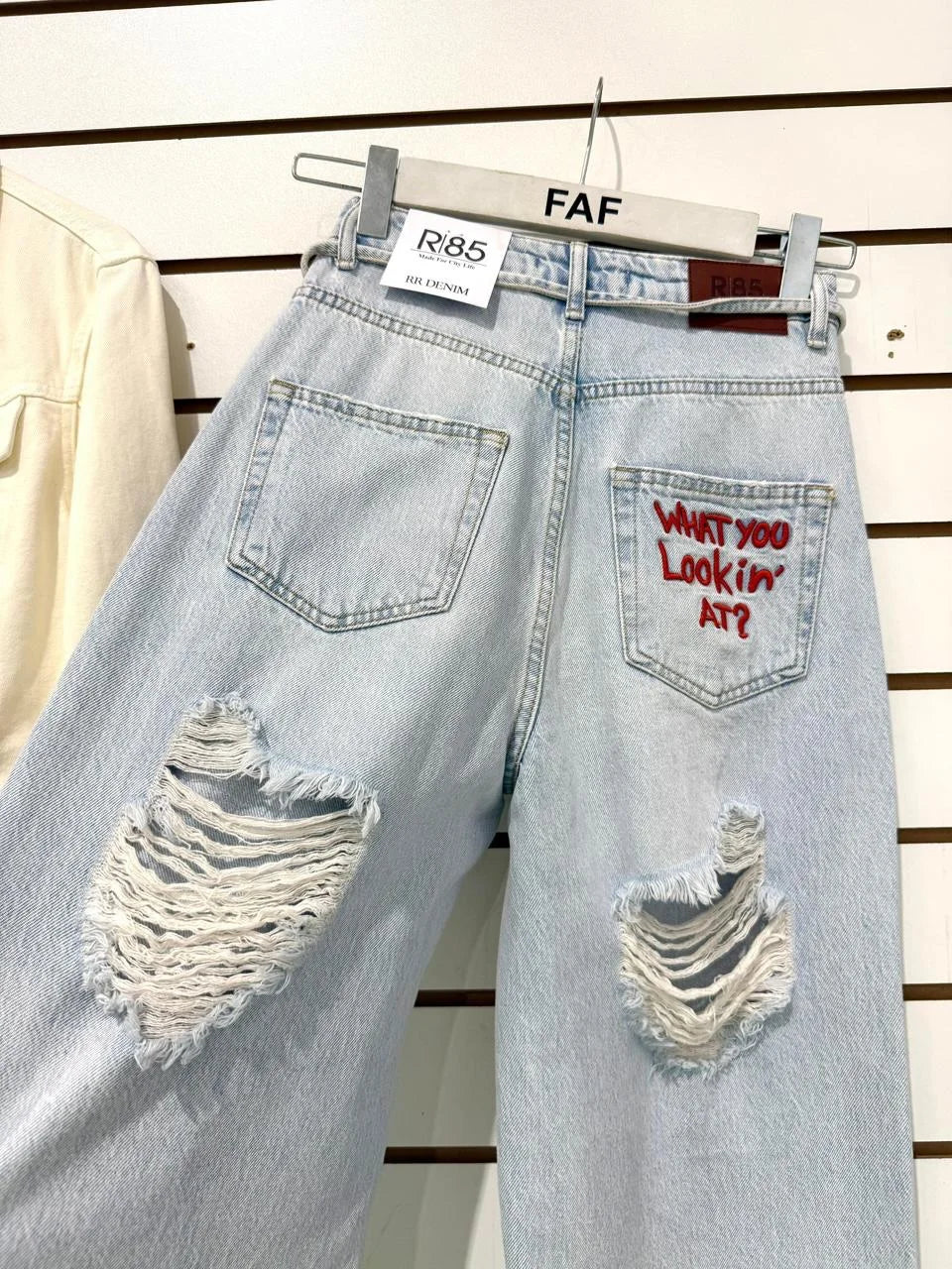 Women's Letter Graphic Distressed Straight Leg Denim Jeans