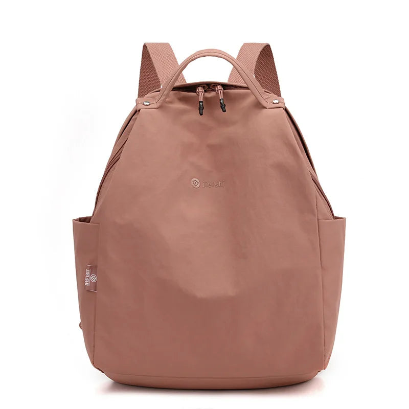 Simple Solid Colour Backpack with Front Zipper Pocket and Carry Handle