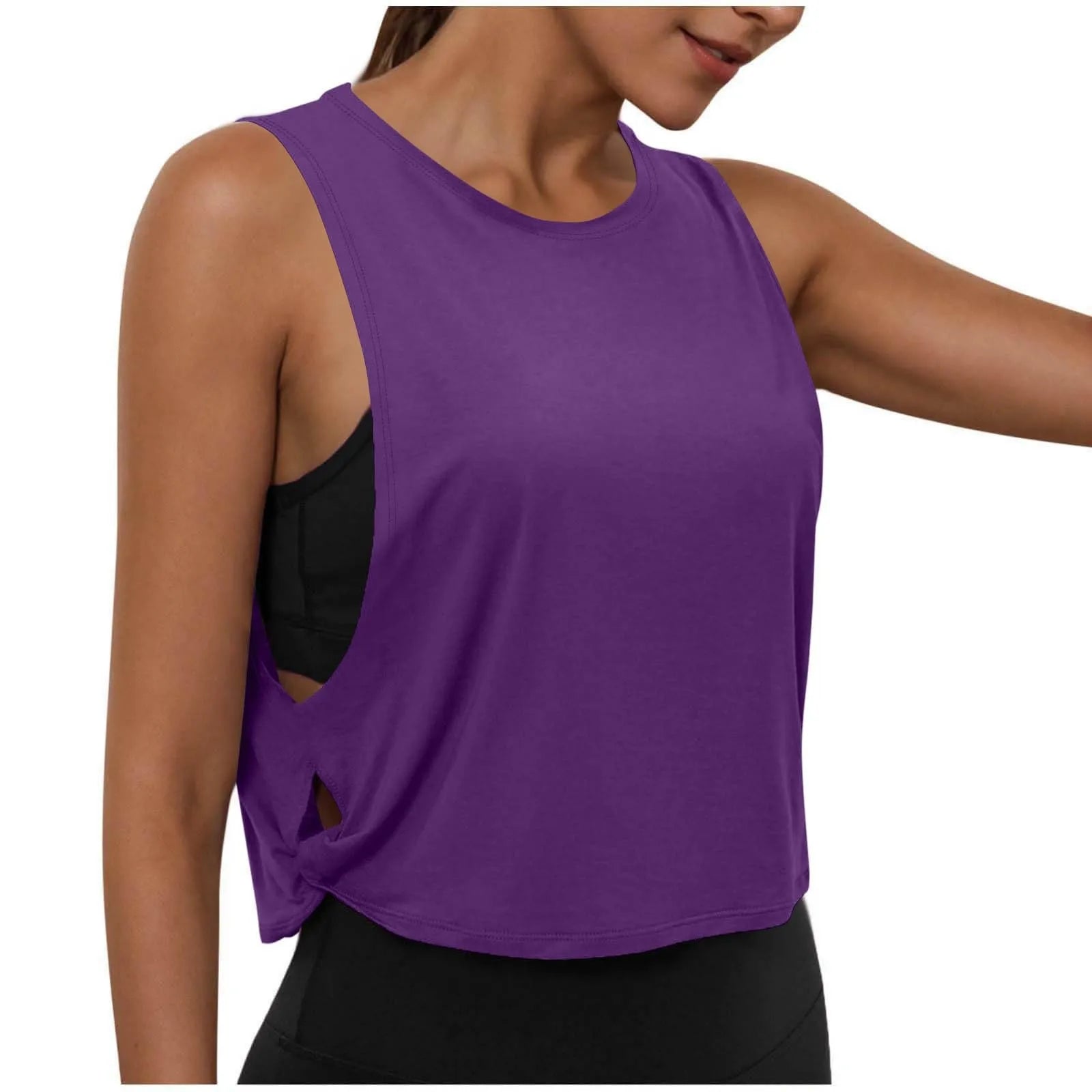 Women's Round Neck Tank Top with Sleeveless Design and a Loose Shape