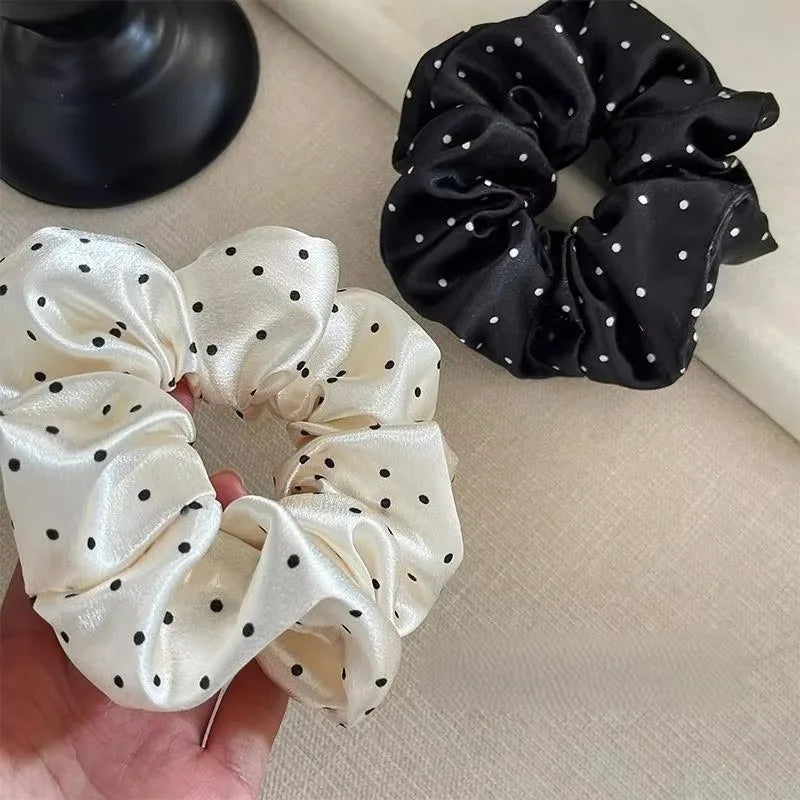 Polka Dot Fabric Scrunchie Elastic Hair Band for Ponytail Styling