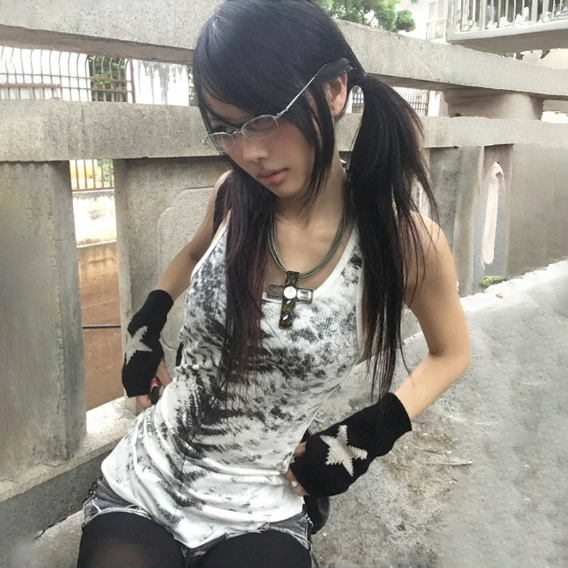 Women's Tie-Dye Tank Top with Sleeveless Design and a Longline Shape