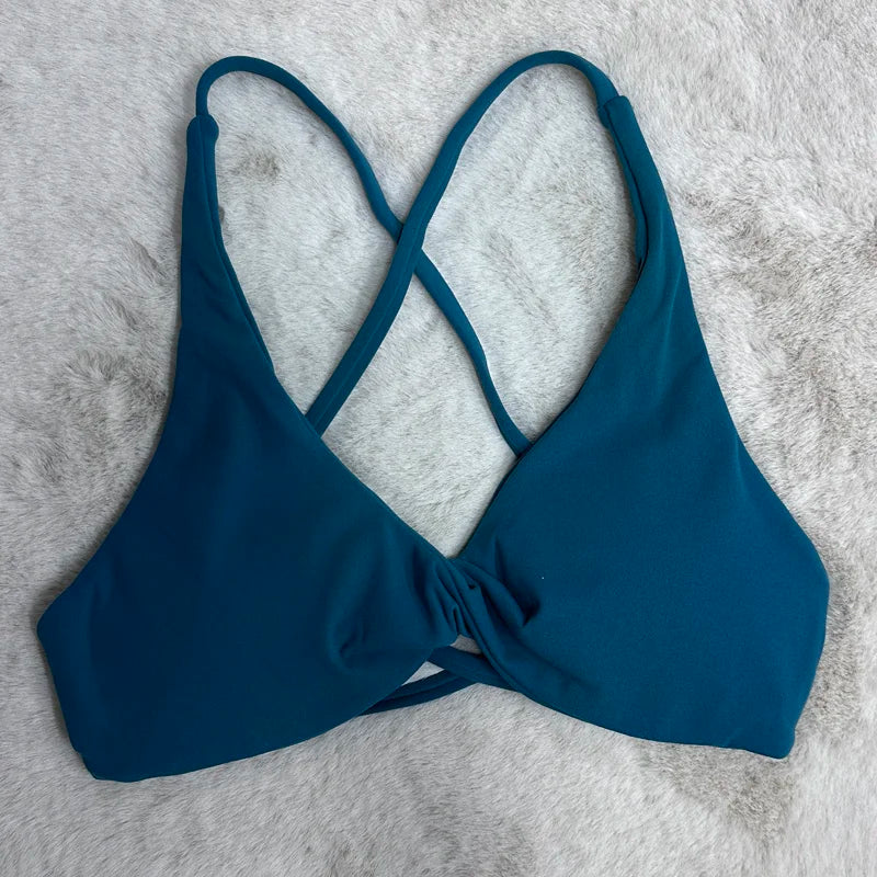 Women's V Neck Cross Back Sports Bra