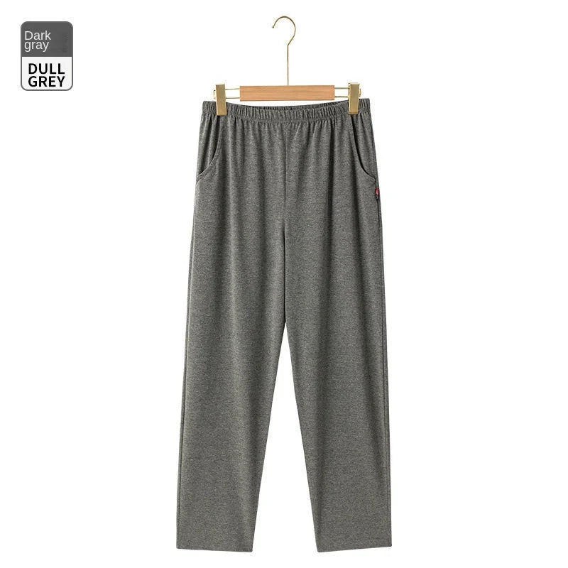 Men's Solid Pocket Elastic Waist Straight Leg Lounge Pajama Pants