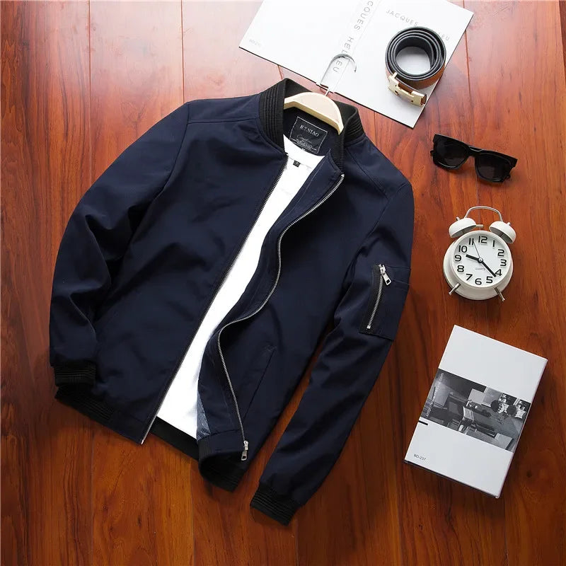 Long Sleeve Casual Streetwear Jacket with Front Closure and Pockets