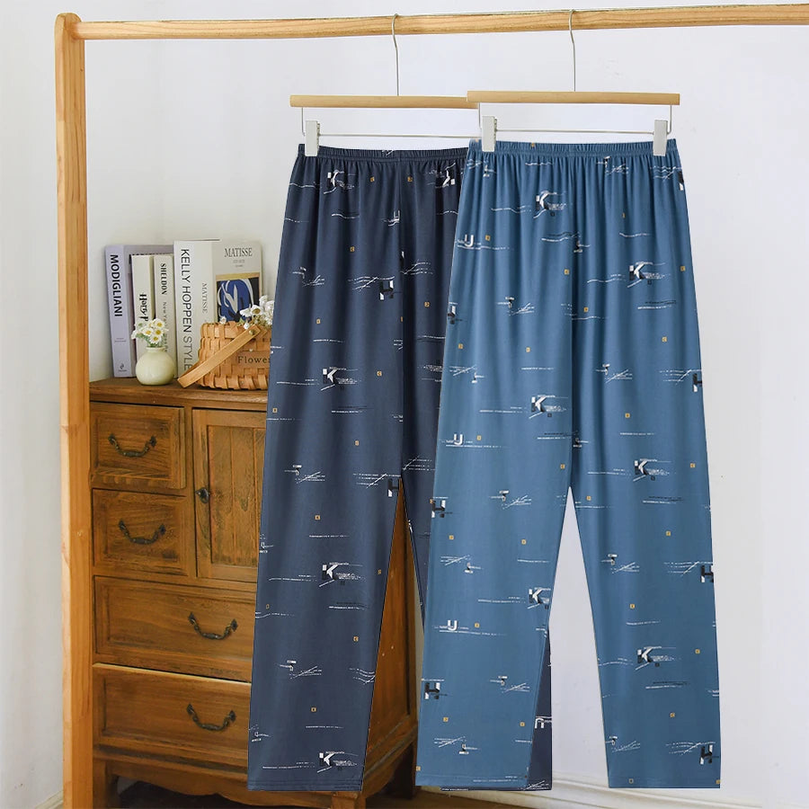 Men's Patterned Elastic Waist Straight Leg Pajama Lounge Pants