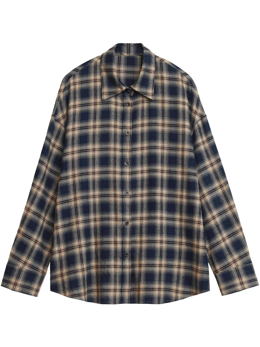 Women's Checked Collared Long Sleeve Shirt