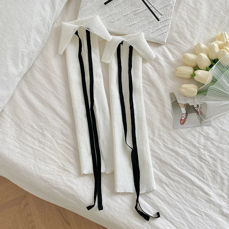 Solid Calf Leg Warmers with Decorative Ribbon Tie Details