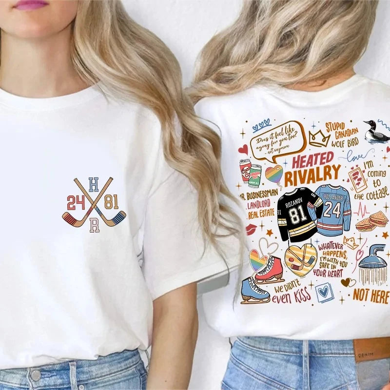 Heated Rivalry Graphic Short Sleeve T-shirt For Sports Outfits